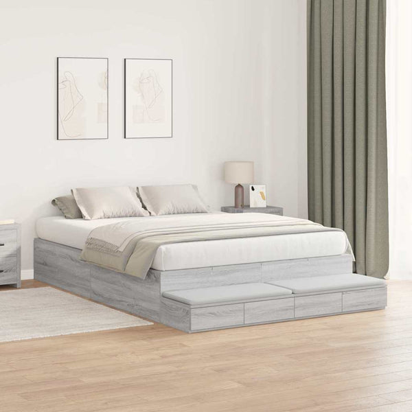 Aufbewahrungsbett 150 cm Graues Sonoma