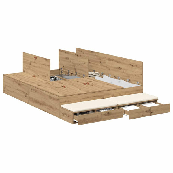 Aufbewahrungsbettgestell Eiche 150 cm
