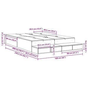 Aufbewahrungsbettgestell Sonoma-Eiche 160 cm