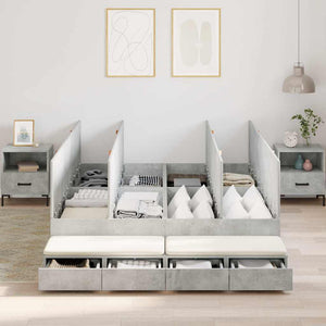 Aufbewahrungsbett 160 cm Beton Grau