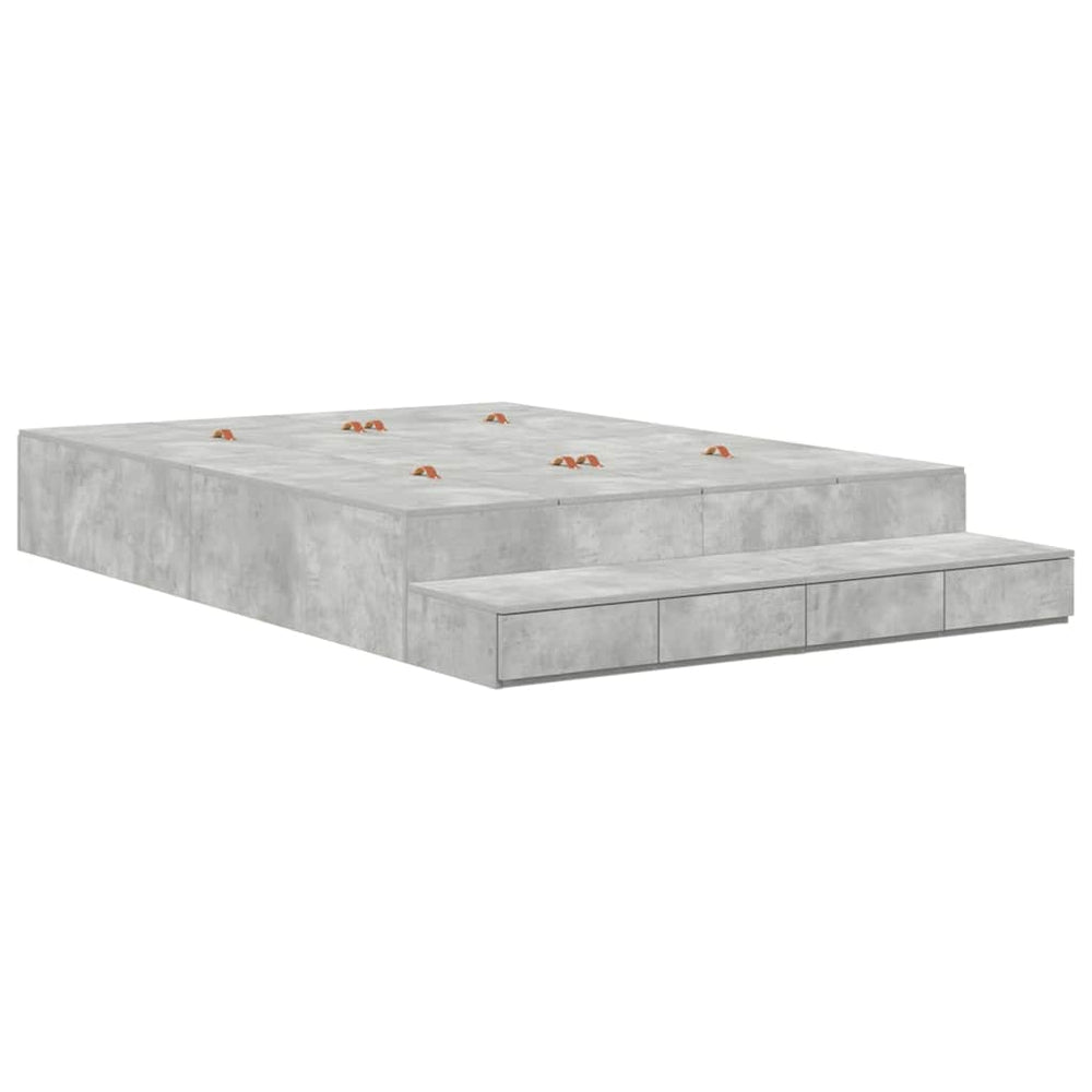 vidaXL Storage Bed Frame Concrete Grey 160 cm Engineered Wood