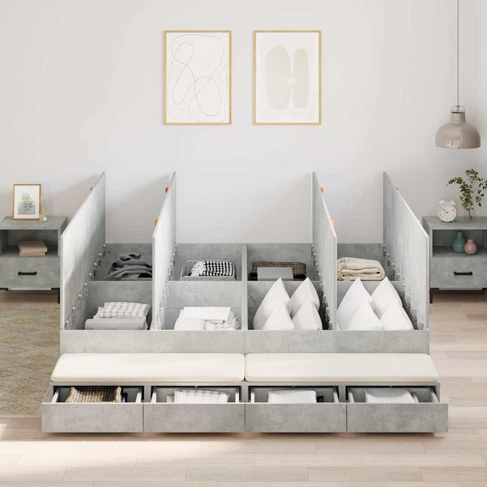 Bettgestell mit Stauraum Beton Grau 180 cm