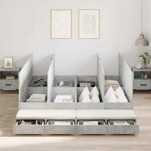 Bettgestell mit Stauraum Beton Grau 180 cm