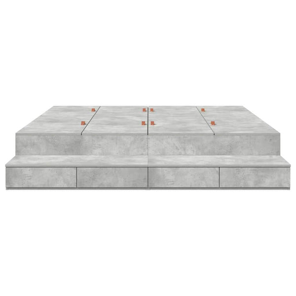 Bettgestell mit Stauraum Beton Grau 180 cm
