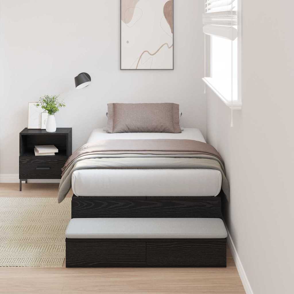 Aufbewahrungsbettgestell 75 cm Schwarz Eichen-Optik