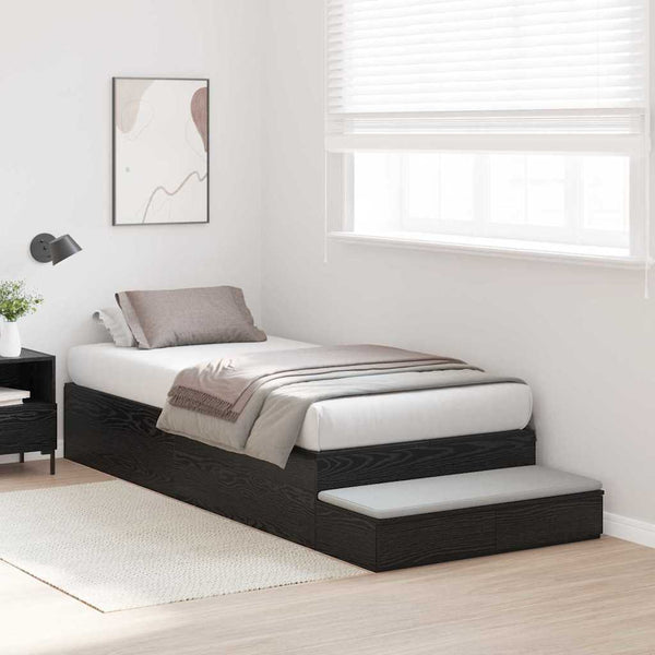 Aufbewahrungsbettgestell 75 cm Schwarz Eichen-Optik