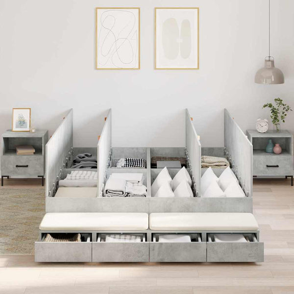 Aufbewahrungsbett 140 cm Betongrau