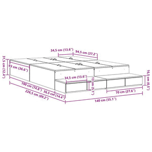 Aufbewahrungsbett 140 cm Altholz