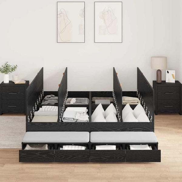 Aufbewahrungsbettgestell 135 cm Schwarz Eiche