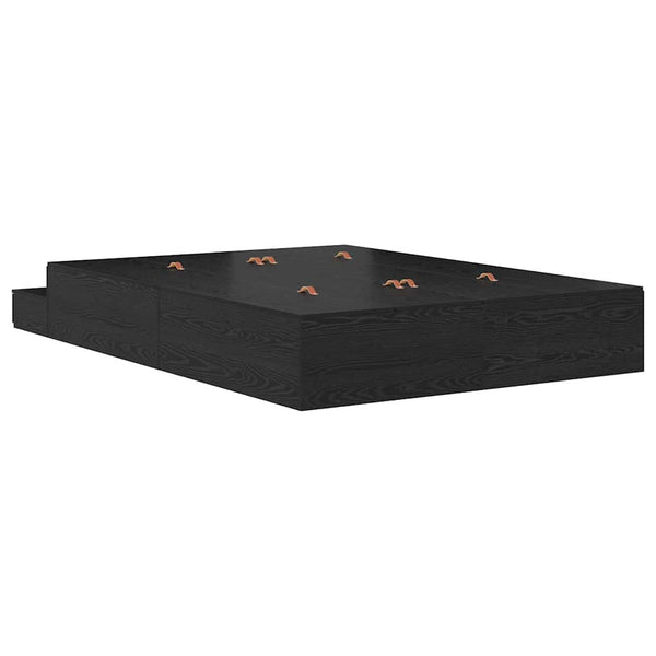 Aufbewahrungsbettgestell 135 cm Schwarz Eiche