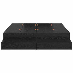 Aufbewahrungsbettgestell 135 cm Schwarz Eiche