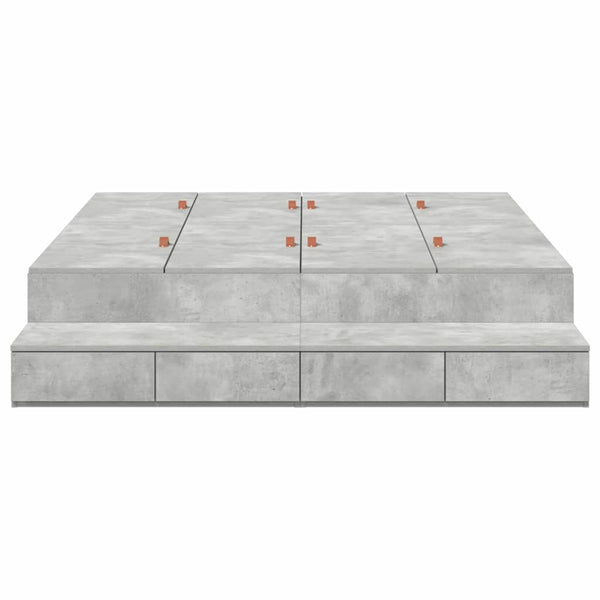 Aufbewahrungsbettgestell 135 cm Beton Grau