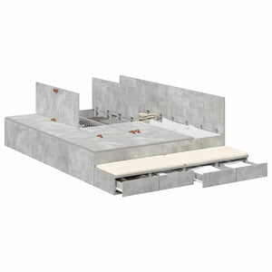 Aufbewahrungsbettgestell 135 cm Beton Grau