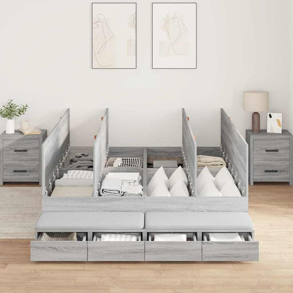 Aufbewahrungsbett 135 cm Graues Sonoma