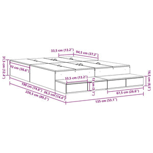 Aufbewahrungsbett Altholz 135 cm