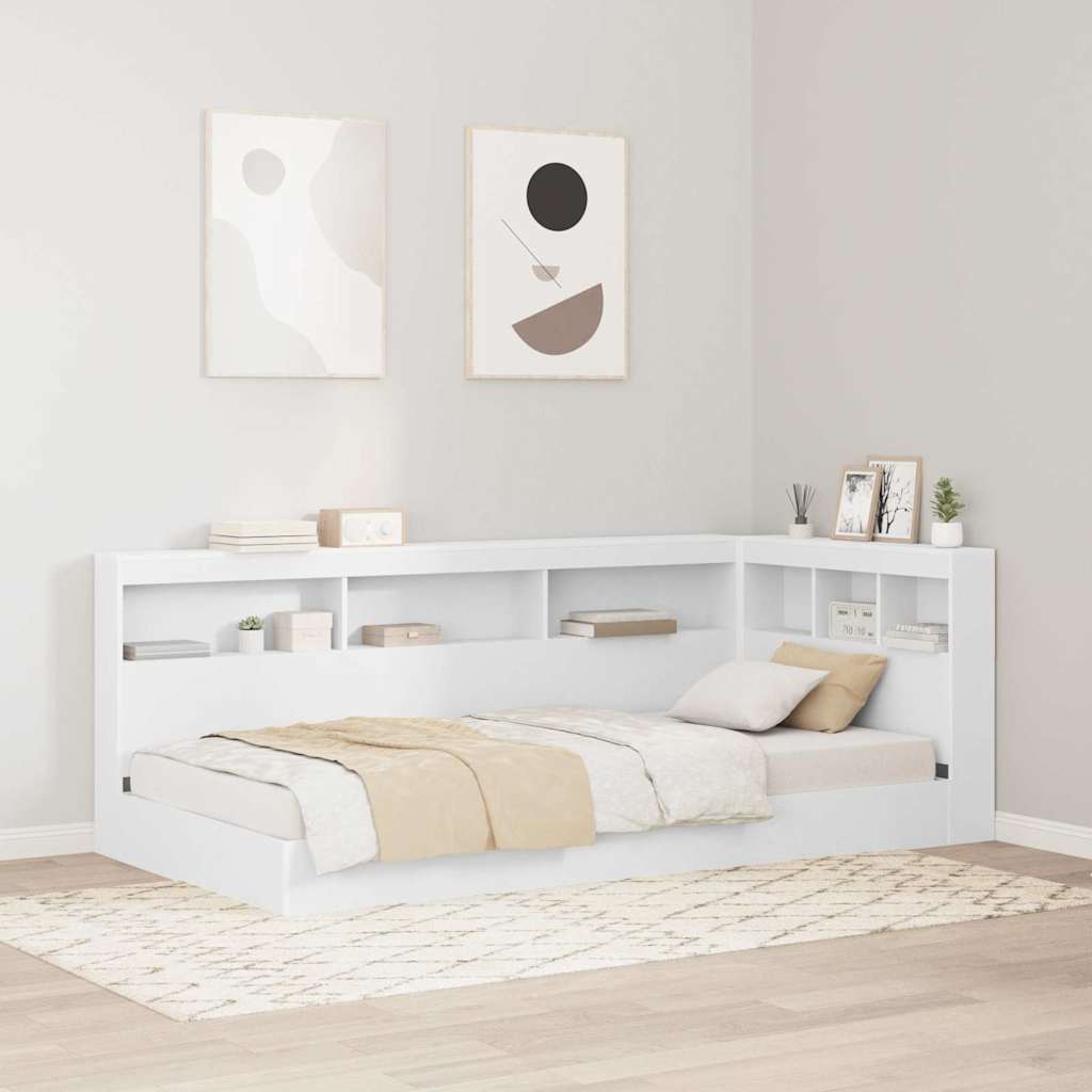 Bücherregal Bett Weiß 90x200 cm