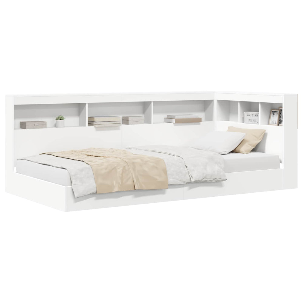 Bücherregal Bett Weiß 90x200 cm