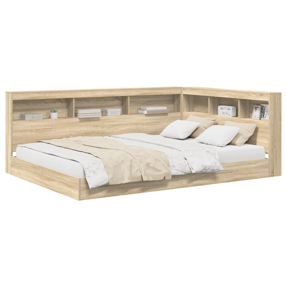 vidaXL Bookshelf Bed Sonoma Oak 140 x 200 cm Engineered Wood