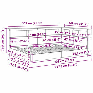 Bücherregal Bett 140x200 Sonoma Eiche