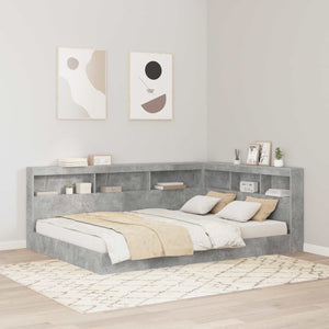 Bücherregal Bett Betongrau 140x200 cm