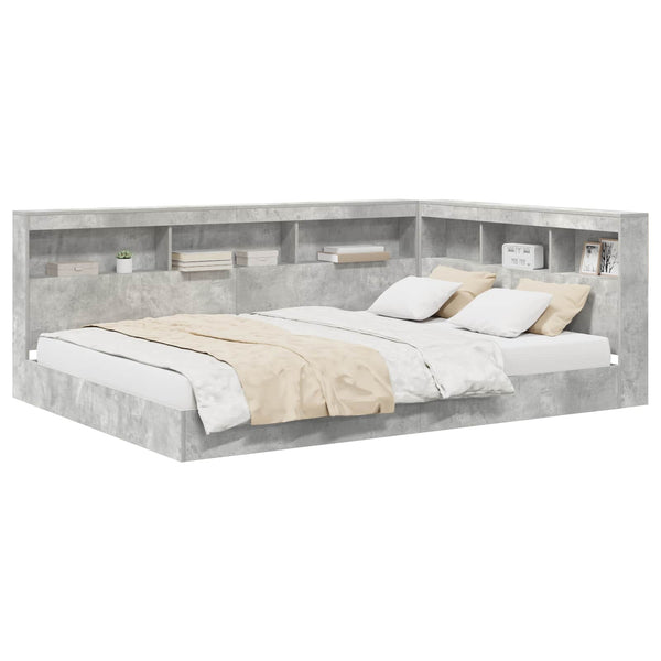 Bücherregal Bett Betongrau 140x200 cm