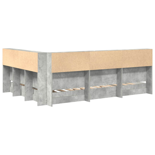 Bücherregal Bett Betongrau 140x200 cm