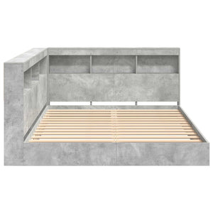 Bücherregal Bett Betongrau 140x200 cm