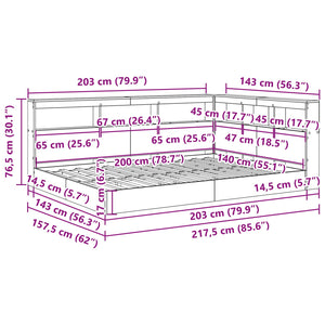 Bücherregal Bett Betongrau 140x200 cm