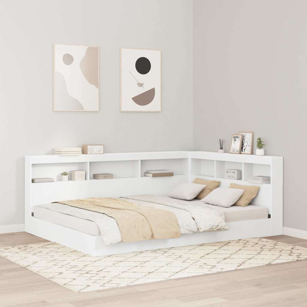 Bücherregal Bett Weiß 160x200 cm