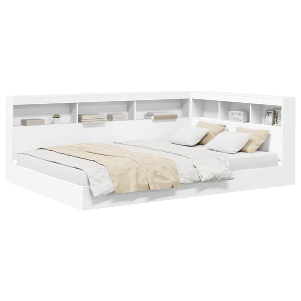 Bücherregal Bett Weiß 160x200 cm