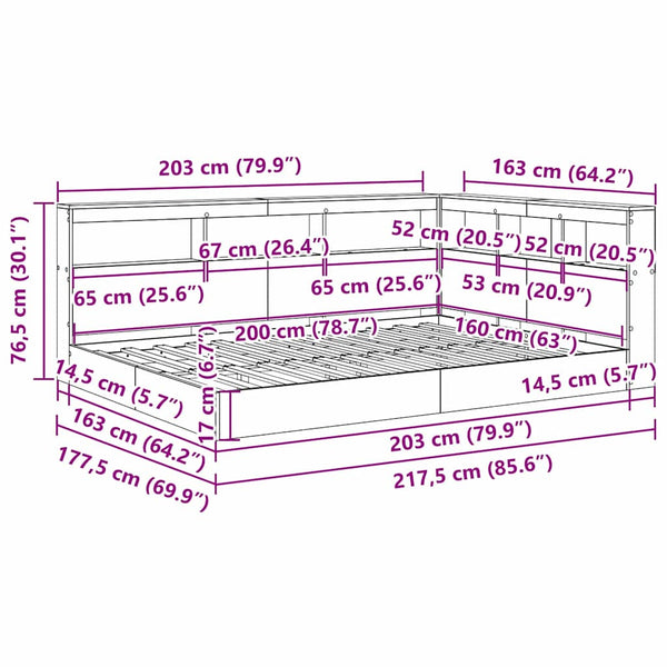 Bücherregal Bett 160x200 Sonoma Eiche