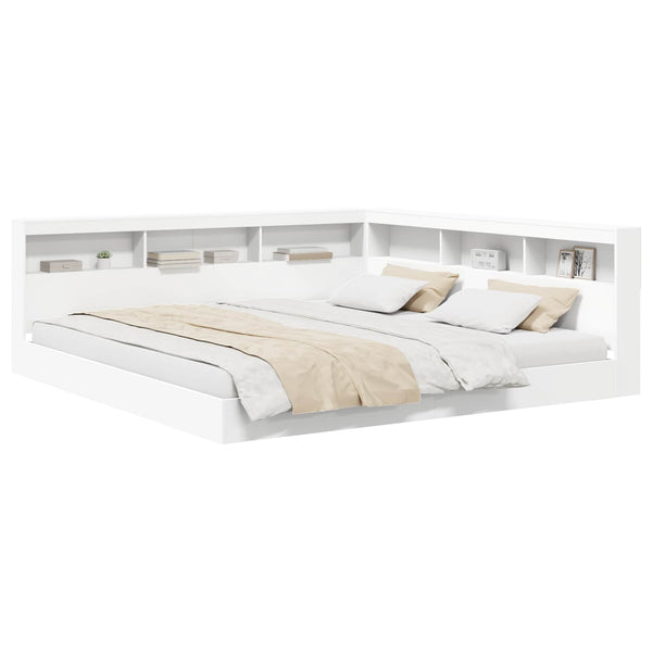 Bücherregal Bett Weiß 180x200 cm