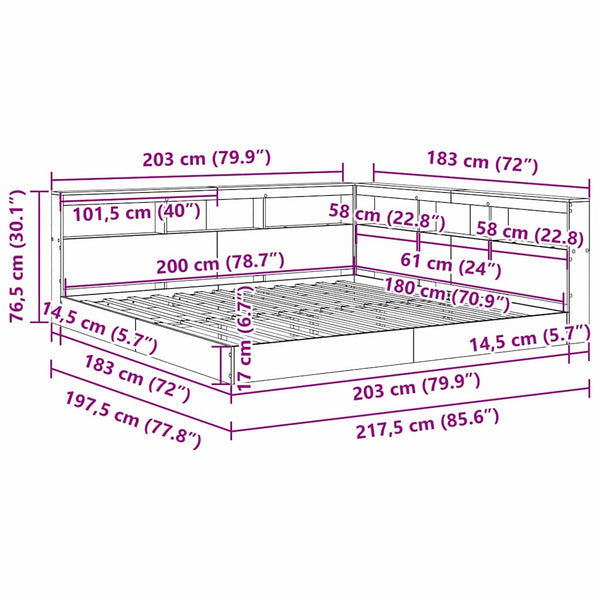 Bücherregal Bett Weiß 180x200 cm