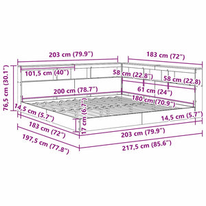 Bücherregal Bett 180x200 Sonoma Eiche