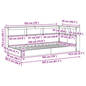 Bücherregal Bett 75x190 cm Sonoma Eiche