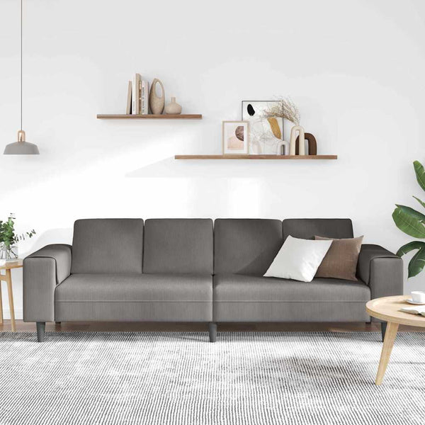 Hellgraues Cord Sofa 250 cm