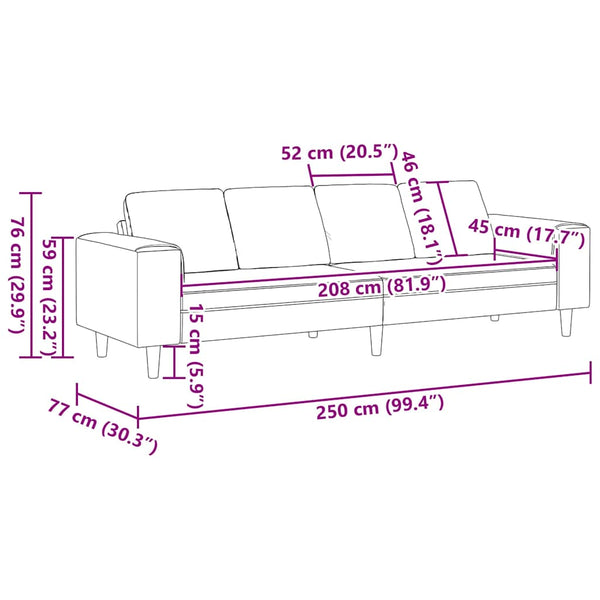 Hellgraues Cord Sofa 250 cm