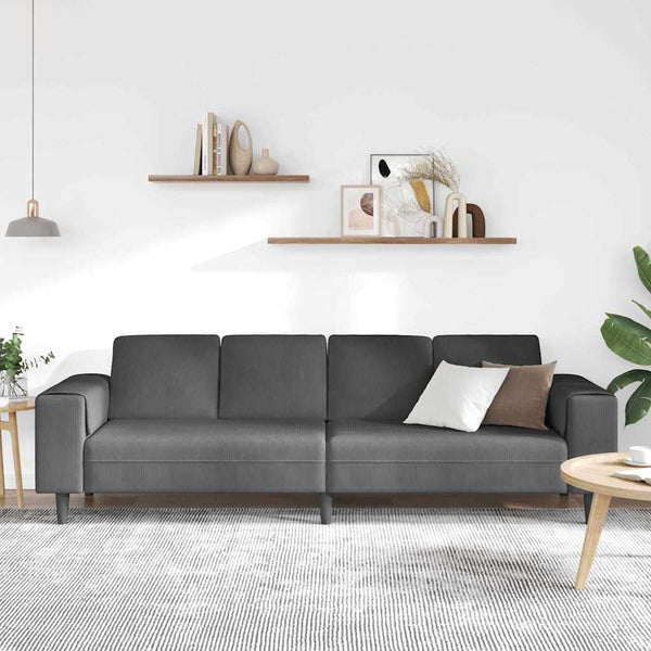 Dunkelgraues Cord Sofa 250 cm
