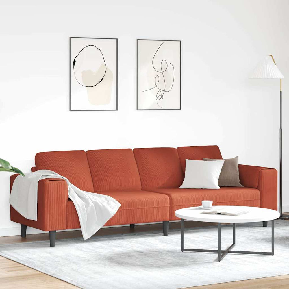 Cord Sofa Rot-Orange 250 cm