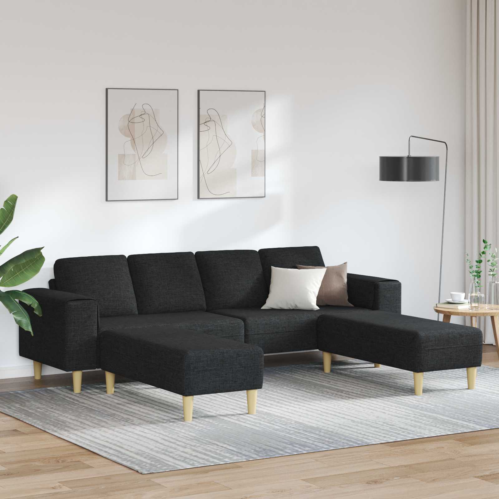 Schwarze 3-teilige Wohnzimmer Couch Polyester