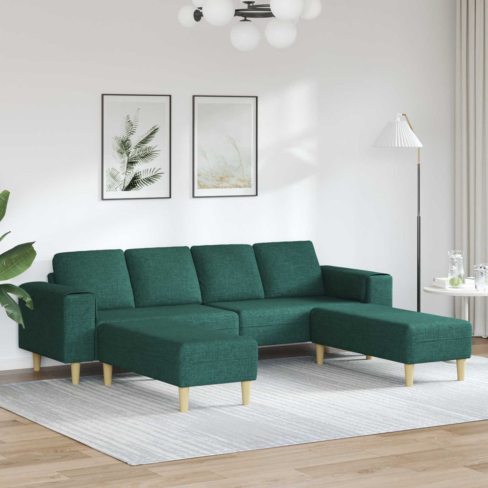 Dunkelgrünes 3-teiliges Wohnzimmersofa aus Polyester
