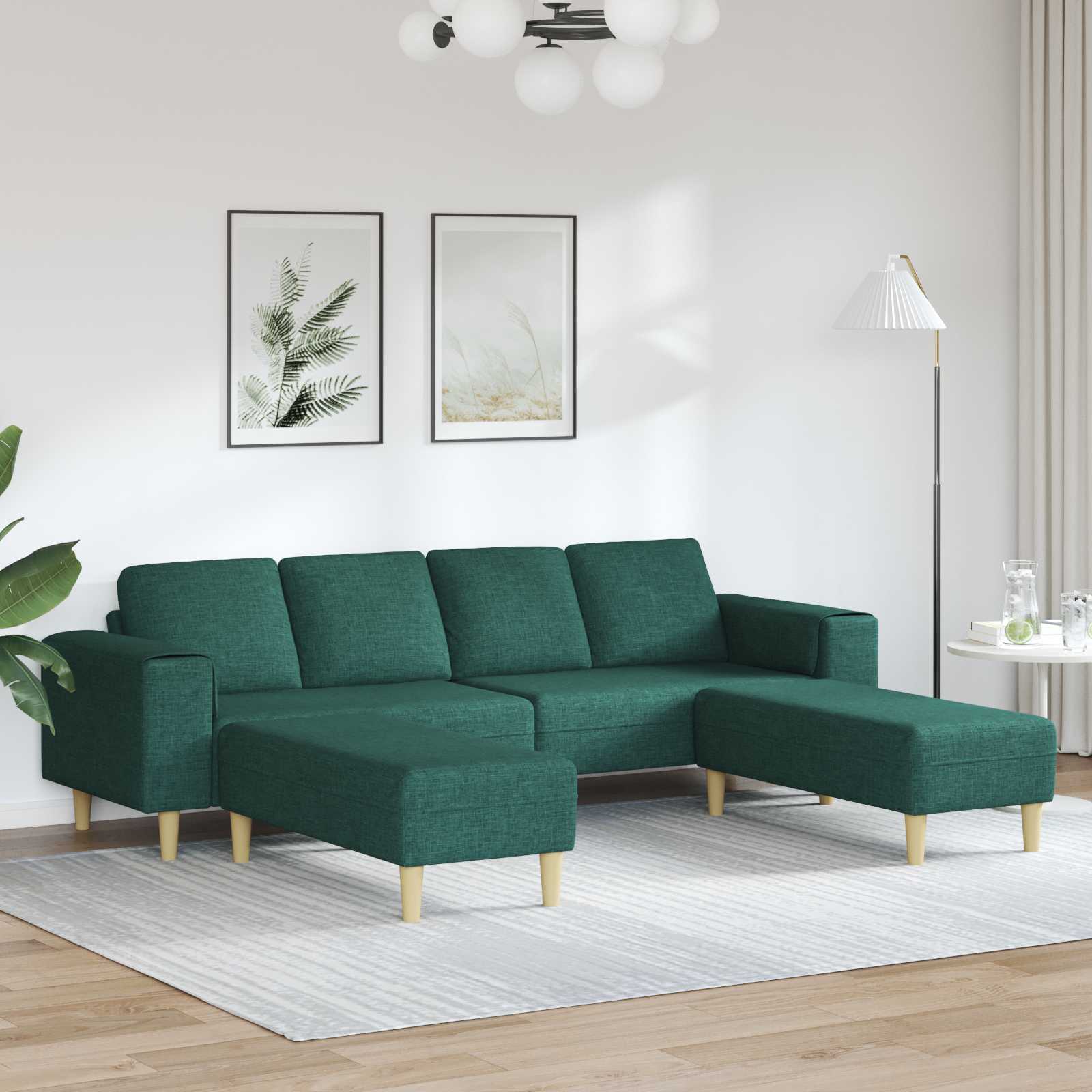 Dunkelgrünes 3-teiliges Wohnzimmersofa aus Polyester