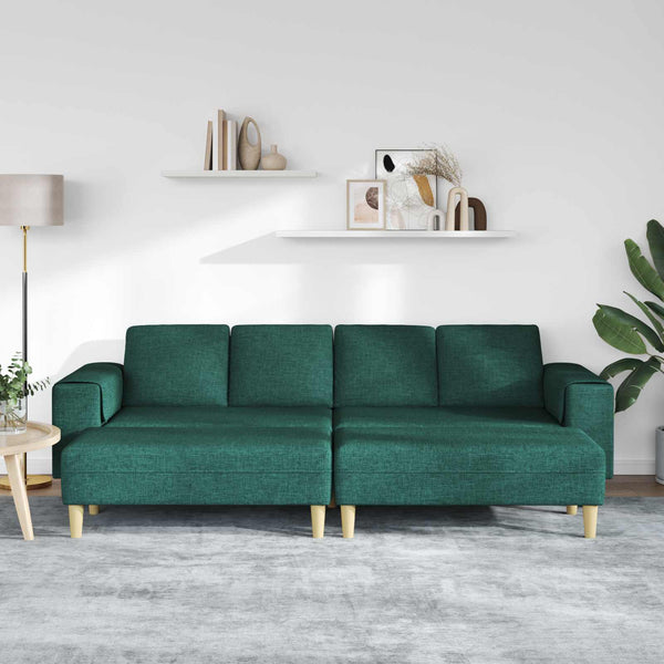 Dunkelgrünes 3-teiliges Wohnzimmersofa aus Polyester
