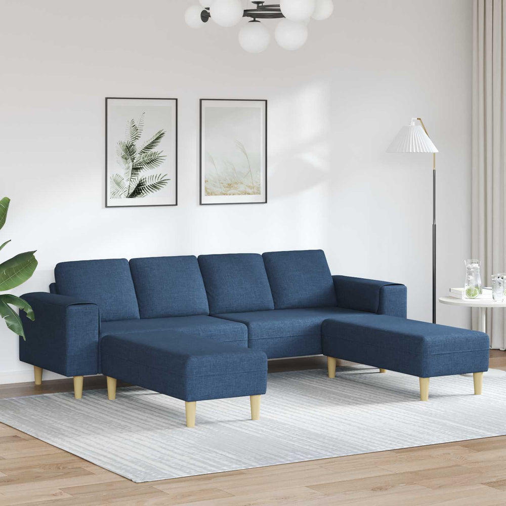 3-teilige Wohnzimmer Couch Blau Polyester