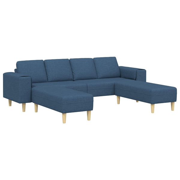 3-teilige Wohnzimmer Couch Blau Polyester