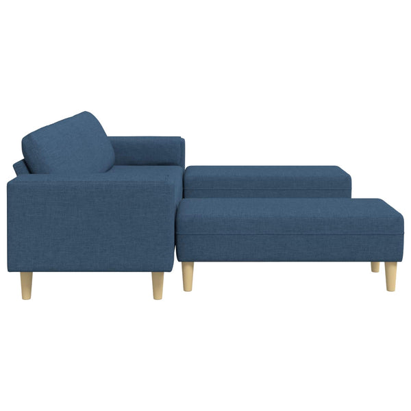 3-teilige Wohnzimmer Couch Blau Polyester