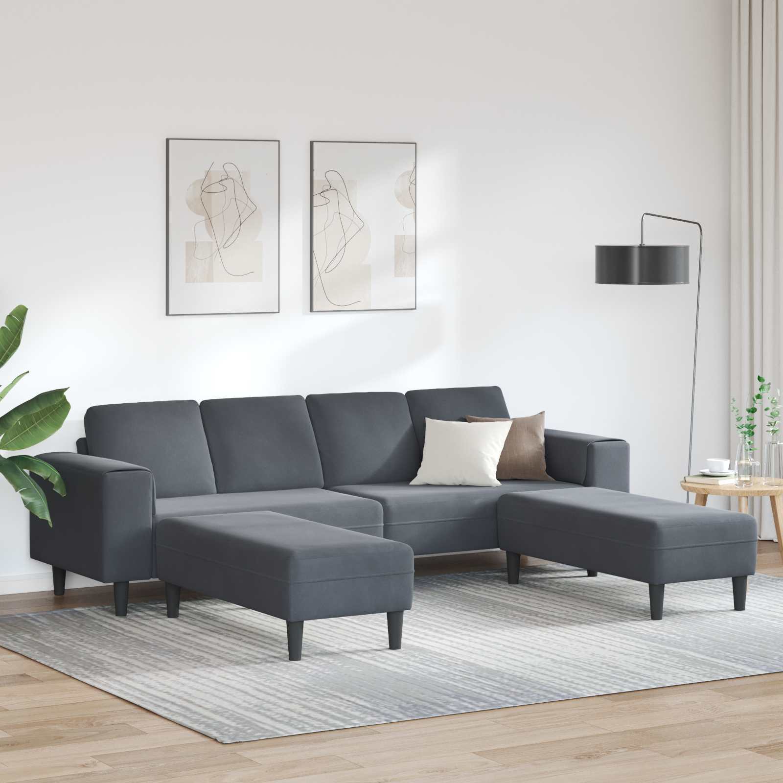 Dunkelgraue Wohnzimmer Couch, 3-teilig