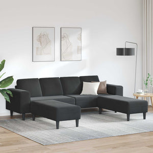 Schwarze Wohnzimmer Couch 3-teilig
