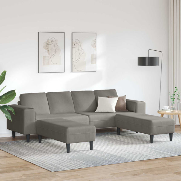 Hellgraues Cord Sofa 250 cm