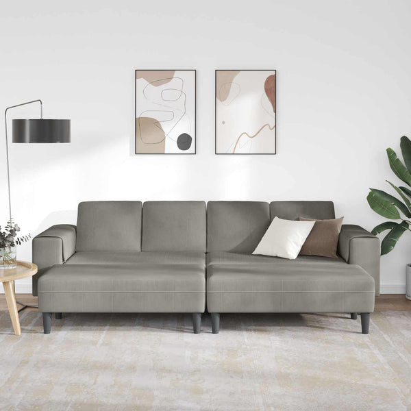 Hellgraues Cord Sofa 250 cm